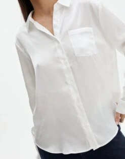 Pocket Satin Long Sleeve Shirt -Outlet Glassons Store r scout satin shirt milk imageback bl106816rsat