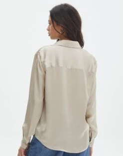 Pocket Satin Long Sleeve Shirt -Outlet Glassons Store r scout satin shirt what the shell back bl106816rsat