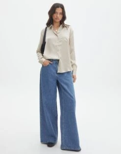 Pocket Satin Long Sleeve Shirt -Outlet Glassons Store r scout satin shirt what the shell full bl106816rsat