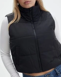 Cropped Puffer Vest -Outlet Glassons Store r sloan cropped puffer vest black imageback vs49501rcml