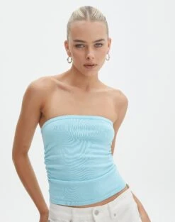 Strapless Ruched Knit Bandeau 32 Strapless Ruched Knit Bandeau -Outlet Glassons Store riley rouched side boobtube aqua siren front kv85755vn