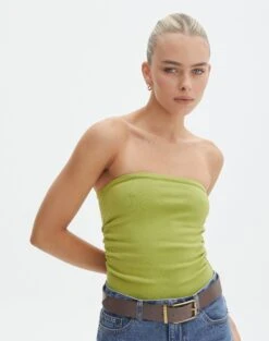 Strapless Ruched Knit Bandeau 27 Strapless Ruched Knit Bandeau -Outlet Glassons Store riley rouched side boobtube wassa bae front kv85755vn