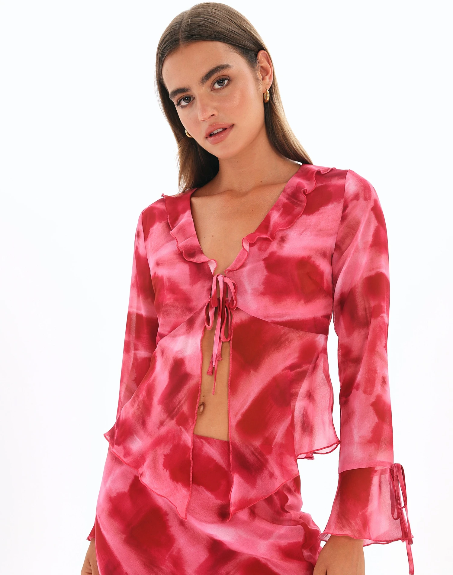 Split Tie Front Print Blouse 9 Split Tie Front Print Blouse - Image 7
