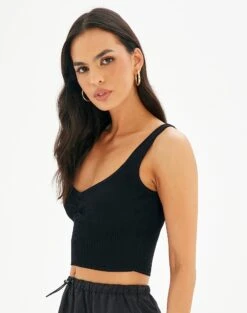Sweetheart Ruched Cropped Tank -Outlet Glassons Store roddi ruched tank black detail kv63199rib