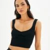 Sweetheart Ruched Cropped Tank -Outlet Glassons Store roddi ruched tank black front kv63199rib