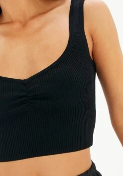 Sweetheart Ruched Cropped Tank -Outlet Glassons Store roddi ruched tank black imageback kv63199rib