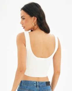 Sweetheart Ruched Cropped Tank -Outlet Glassons Store roddi ruched tank white back kv63199rib