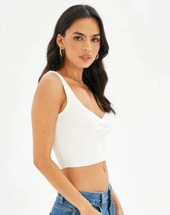 Sweetheart Ruched Cropped Tank -Outlet Glassons Store roddi ruched tank white detail kv63199rib