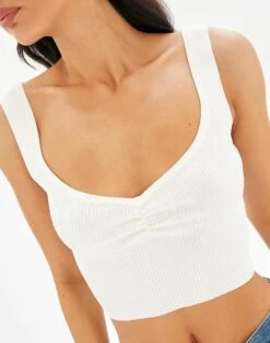 Sweetheart Ruched Cropped Tank -Outlet Glassons Store roddi ruched tank white imageback kv63199rib