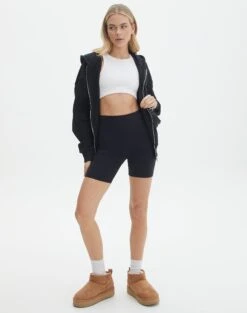 Muslin Cotton Shorts -Outlet Glassons Store ronan buttersoft short black front sw126210but 1