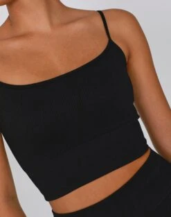 Active Seamless Ribbed Contour Cropped Tank -Outlet Glassons Store rosa seamless tank black imageback tv53576hvs