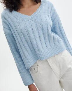 Knitted V Neck Jumper 24 Knitted V Neck Jumper -Outlet Glassons Store rowan ribbed v neck icecap imageback kl124074che