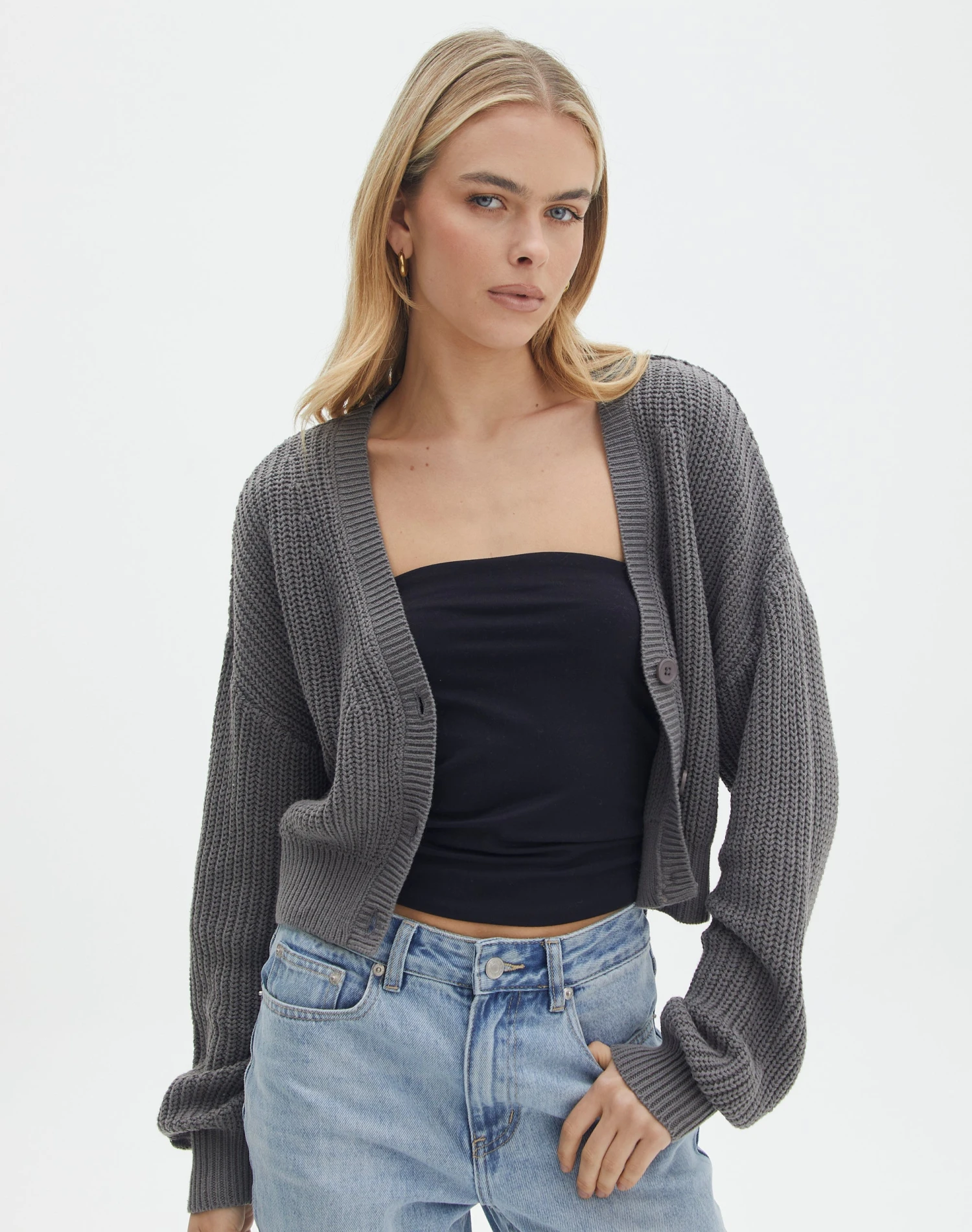 Button Front Long Sleeve Cardigan 3 Button Front Long Sleeve Cardigan