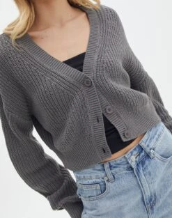 Button Front Long Sleeve Cardigan 25 Button Front Long Sleeve Cardigan -Outlet Glassons Store roy rib cardi keep your coal imageback kc78979oca