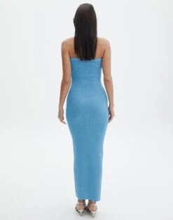 Sculpted Glitter Maxi Dress 24 Sculpted Glitter Maxi Dress -Outlet Glassons Store sangria sparkle strapless slim electric teal back kd117623lur