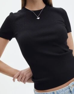 Knit Long Line T-Shirt -Outlet Glassons Store saphi short sleeve rib tee black imageback ks119955vn