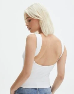 Supersoft Backless Tank Top 27 Supersoft Backless Tank Top -Outlet Glassons Store sayley low back tank white front tv146388pch