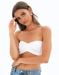 Foldover Zip Tube Top 37 Foldover Zip Tube Top -Outlet Glassons Store shelly shirred bandeau white front bv85320cot 1