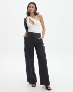 Cargo Straight Leg Pants -Outlet Glassons Store sierra dressy cargo pant black detail pw109154cot