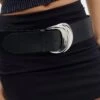 Statement Silver Buckle Belt 2 Statement Silver Buckle Belt -Outlet Glassons Store siesta statement buckle belt blacksilver front be141578pu 1