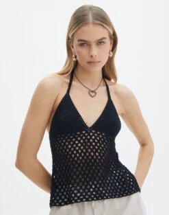 Cut Out Ribbed Knit Top 35 Cut Out Ribbed Knit Top -Outlet Glassons Store sigon open back crochet black front kv127284cro 9