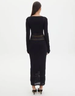 Panelled Knit Long Sleeve Maxi Dress -Outlet Glassons Store sinny longsleeve panelled maxi black back kd111216knt