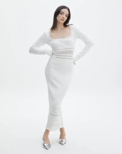 Panelled Knit Long Sleeve Maxi Dress -Outlet Glassons Store sinny longsleeve panelled maxi milk full kd111216knt