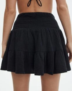 Muslin Tiered Mini Skirt -Outlet Glassons Store sky shirred muslin skirt black back ss72038mus