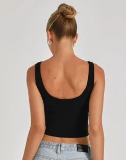 Scoop Neck Rib Tank -Outlet Glassons Store snape scoop crop black back kv92429rib