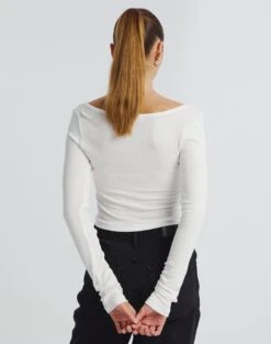 Luxe Lounge Modal Long Sleeve Button Crop Top -Outlet Glassons Store sophina scoop neck longsleeve milk back tl90775mod