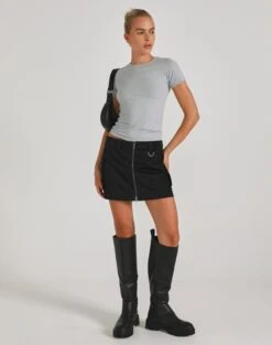 Washed Faux Leather Mini Skirt 40 Washed Faux Leather Mini Skirt -Outlet Glassons Store stella cargo skirt black front ss86240pln 7