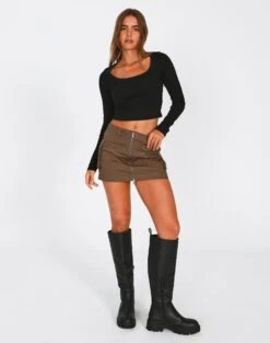 Belted High Waist Pleated Mini Skirt 23 Belted High Waist Pleated Mini Skirt -Outlet Glassons Store stella cargo skirt susan soil front ss86240pln 1