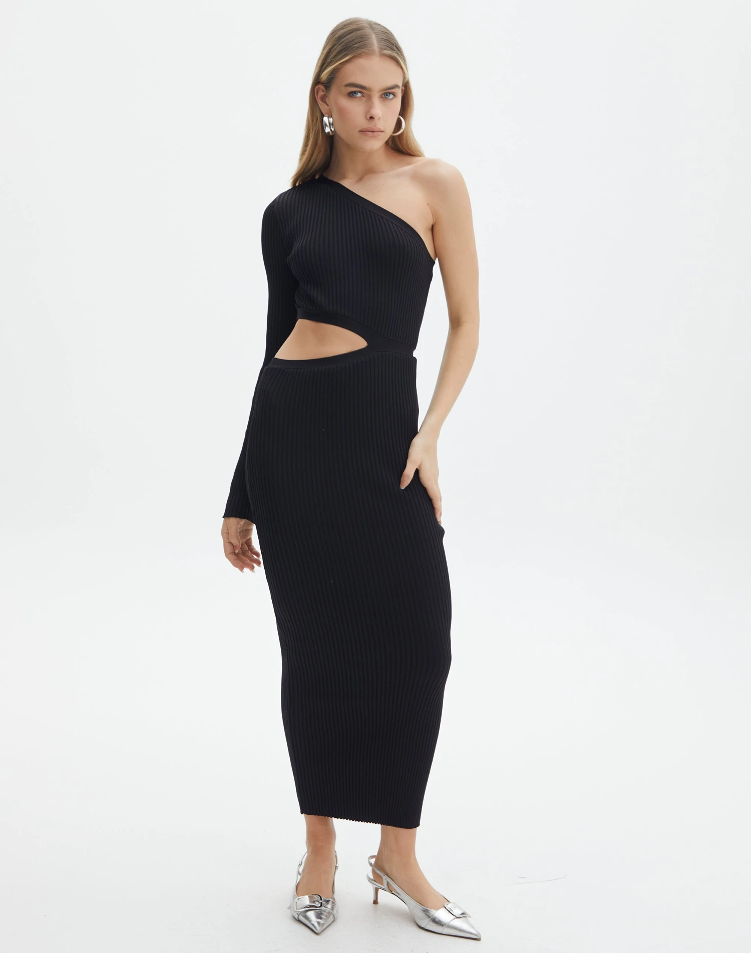 One Shoulder Long Sleeve Maxi Dress 4 One Shoulder Long Sleeve Maxi Dress - Image 2