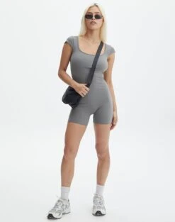 Active Supersoft Short Sleeve Low Back Unitard 28 Active Supersoft Short Sleeve Low Back Unitard -Outlet Glassons Store stormie short sleeve jumpsuit keep your coal full sw72661ss