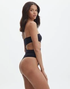 Supersoft One Shoulder Side Cut Out Bodysuit 24 Supersoft One Shoulder Side Cut Out Bodysuit -Outlet Glassons Store sully peachy bodysuit black detail tb95431pch