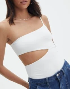 Supersoft One Shoulder Side Cut Out Bodysuit 32 Supersoft One Shoulder Side Cut Out Bodysuit -Outlet Glassons Store sully peachy bodysuit milk imageback tb95431pch