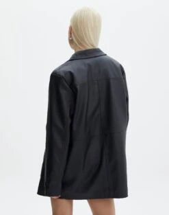 Oversized Faux Leather Double Pocket Shacket 24 Oversized Faux Leather Double Pocket Shacket -Outlet Glassons Store sunny pu shacket black back jw73862pu