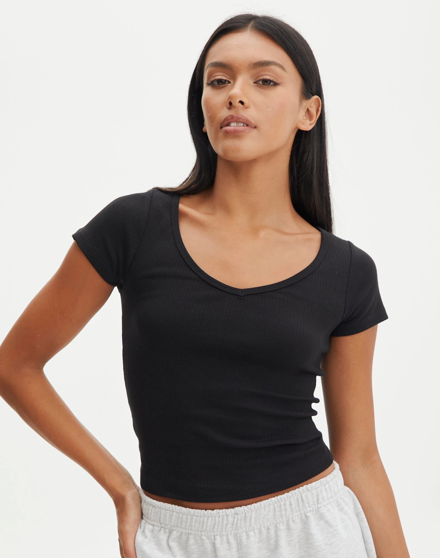 Cropped V Neck Tee 3 Cropped V Neck Tee