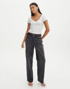 Cropped V Neck Tee 33 Cropped V Neck Tee -Outlet Glassons Store susu v neck top snow marle full ts122528rib