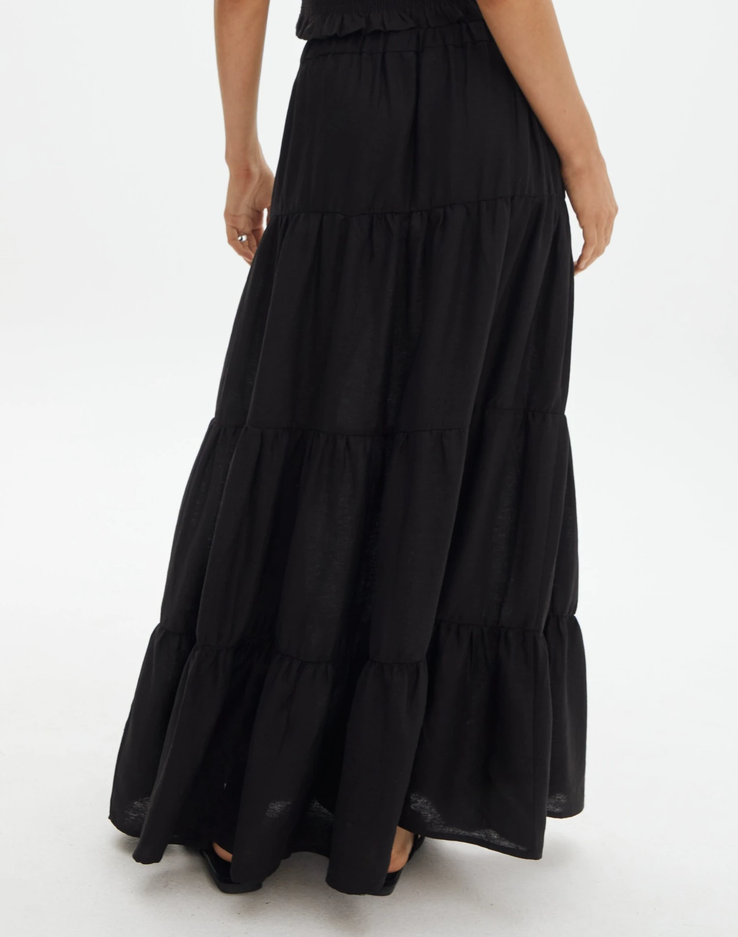 Linen Blend Tiered Maxi Skirt 5 Linen Blend Tiered Maxi Skirt - Image 3