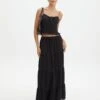 Linen Blend Tiered Maxi Skirt -Outlet Glassons Store t boppie tiered linen maxi skirt black front sl120340tlv