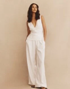 Linen Blend Pants 27 Linen Blend Pants -Outlet Glassons Store t co dallas linen pant white front pw115995tlv