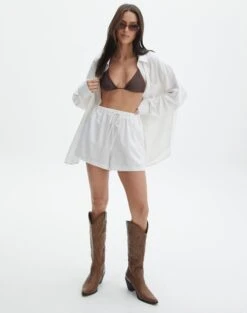 Linen Blend Tie Waist Shorts 19 Linen Blend Tie Waist Shorts -Outlet Glassons Store t co dallas tie waist short white detail sw123546tlv