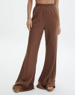 Linen Blend Wide Leg Pants -Outlet Glassons Store t co dizzy flared pant deep umber full pw118952tlv