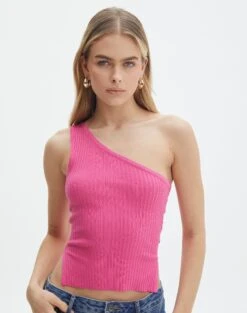 One Shoulder Split Side Knit Top -Outlet Glassons Store t co mango one shoulder knit lets go party front kv55101tknt