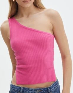 One Shoulder Split Side Knit Top -Outlet Glassons Store t co mango one shoulder knit lets go party imageback kv55101tknt