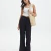 Tie Waist Linen Pant -Outlet Glassons Store t evie mr tie waist linen pant black front pw123196tlv