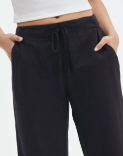 Tie Waist Linen Pant 25 Tie Waist Linen Pant -Outlet Glassons Store t evie mr tie waist linen pant black imageback pw123196tlv