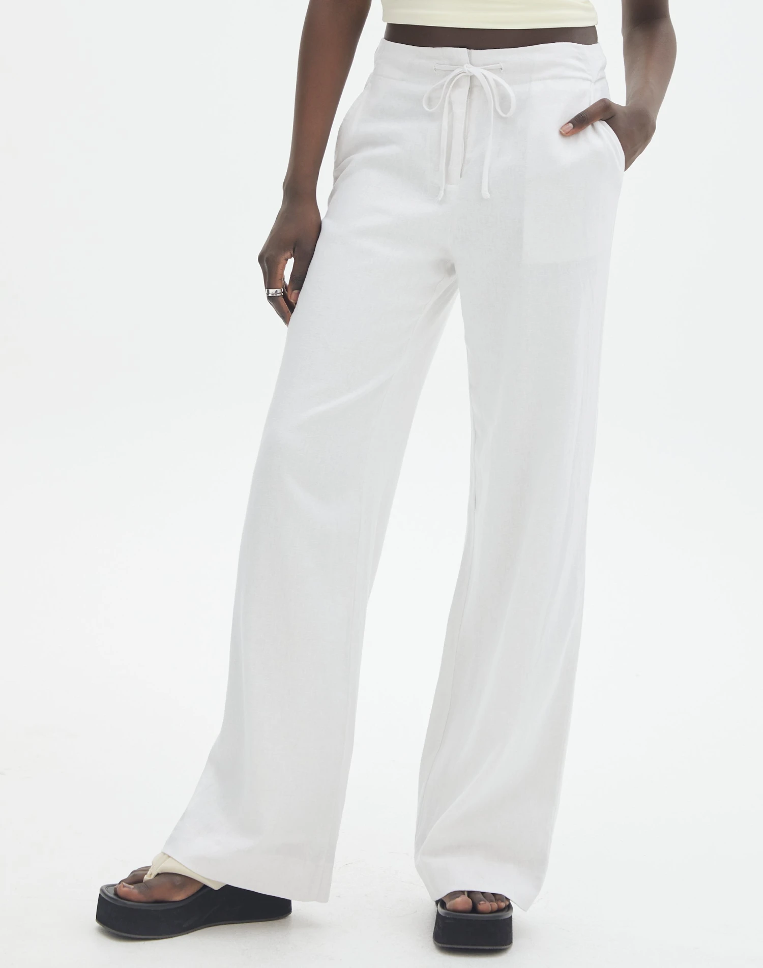 Linen Blend Tie Waist Pants 4 Linen Blend Tie Waist Pants - Image 2