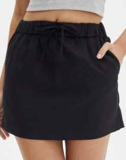 Linen Blend Mini Skirt 23 Linen Blend Mini Skirt -Outlet Glassons Store t mila tie waist mini skirt black full ss116071tlv